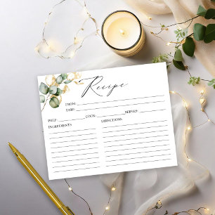 Gold Greenery Bridal Shower Recipe Cards