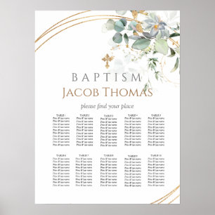 Gold Greenery Eucalyptus Baptism Seating Chart