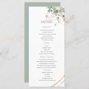 Gold Greenery Eucalyptus Boy Baptism Menu