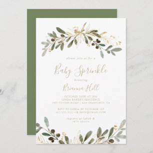 Gold Greenery Fall Baby Sprinkle Invitation