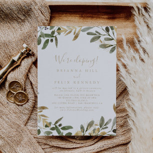 Gold Greenery Fall Elopement Reception   Invitation