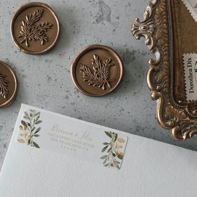 Gold Greenery Fall Return Address Label (Creator Uploaded)
