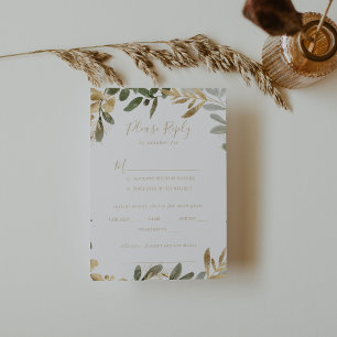 Gold Greenery Fall Wedding Menu Choice RSVP