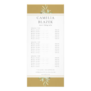 Gold Greenery Foliage Salon Service Menu