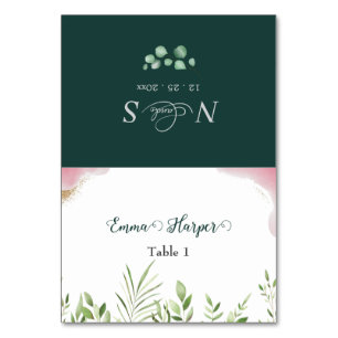 Gold Greenery Guest Name Wedding Place Card