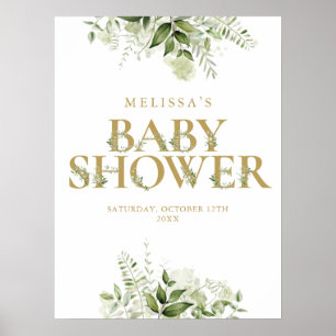 Gold Greenery Letter Baby Shower Sign