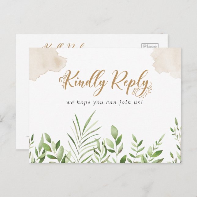Gold Greenery Song Request RSVP Postcard (Front/Back)