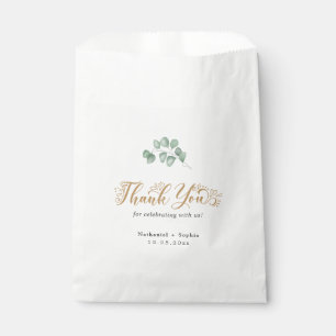 Gold Greenery Thank You Wedding Favor Bag