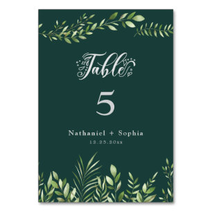 Gold Greenery Watercolor Table Card