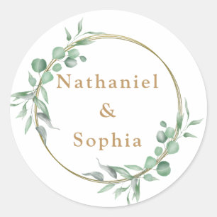 Gold Greenery Watercolor Wedding Envelope Seals