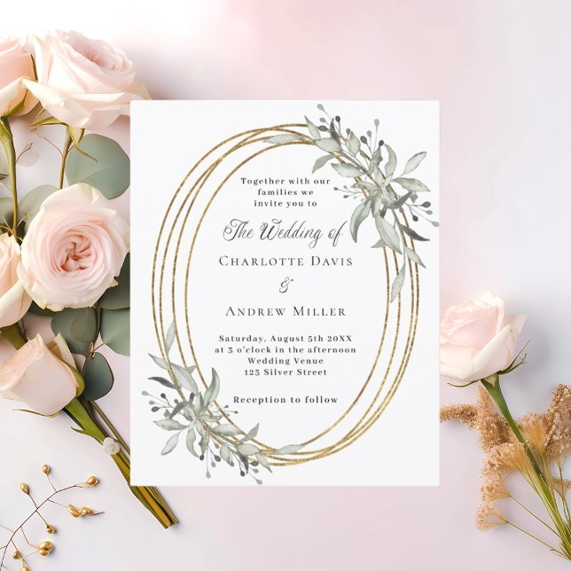 Gold greenery wedding invitation (Creator Uploaded)