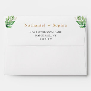 Gold Greenery Wedding Invitation Envelope