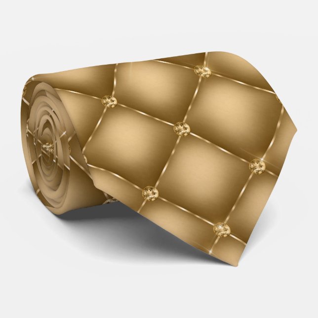 Gold Grey Background and Pearls   Tie (Rolled)