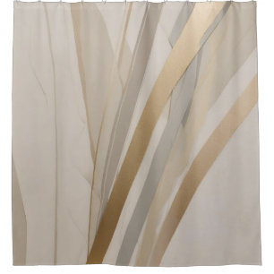 Gold Grey Beige Abstract Stripe Shower Curtain