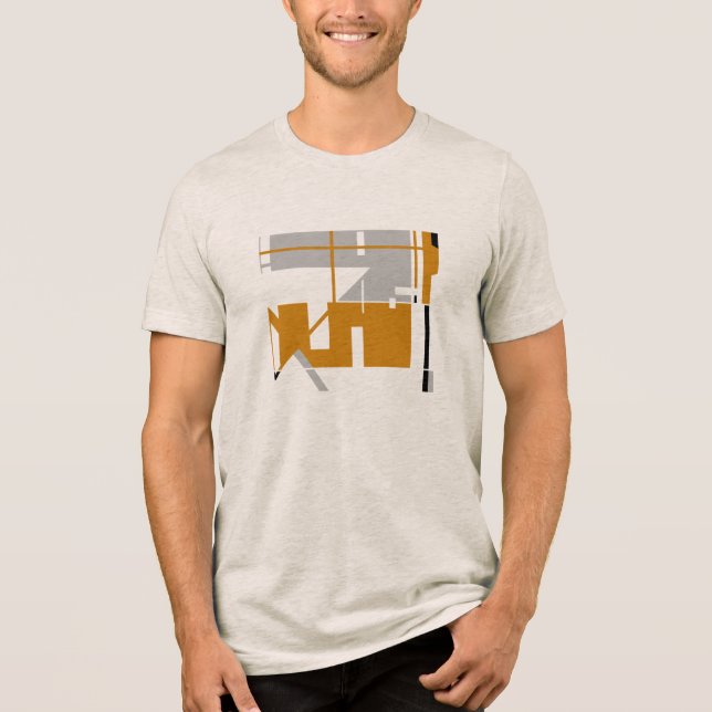 Gold Grey Black MCM-inspired Geometric Abstract Tri-Blend Shirt (Front)