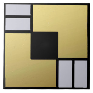 Gold, Grey & Black Style Art Deco Ceramic Tile