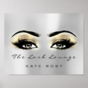 Gold Grey Brown Makeup Artist Beauty Studio Lashes Poster