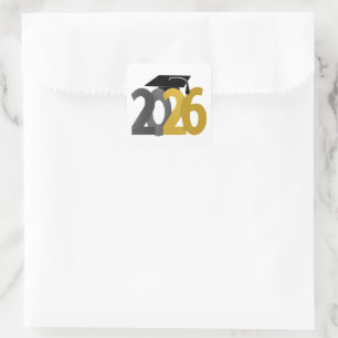 Gold Grey Class of 2026 Graduation  Square Sticker
