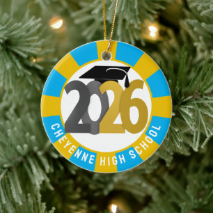 Gold Grey Class of 2026 Photo Graduation Ceramic Ornament