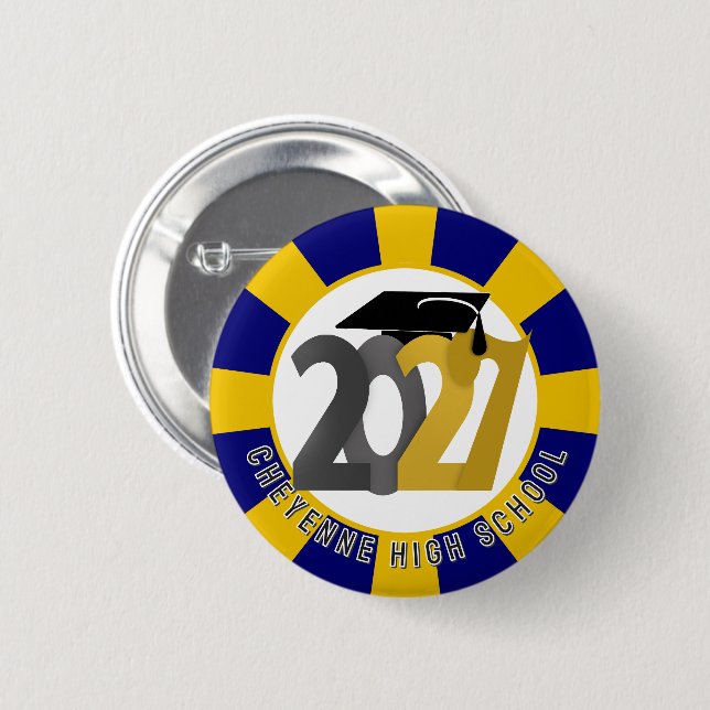 Gold Grey Class of 2027 Graduation 6 Cm Round Badge (Front & Back)