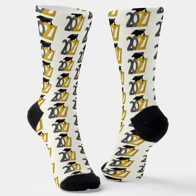 Gold Grey Class of 2027 Graduation Socks (Angled)