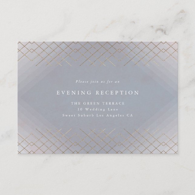 Gold Grey Elegance Diamond Geo Deco Wedding Enclosure Card (Front)