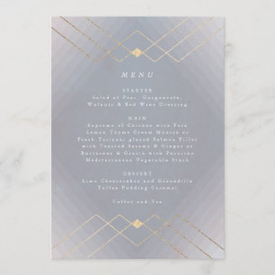 Gold Grey Elegance Diamond Geo Deco Wedding Menu