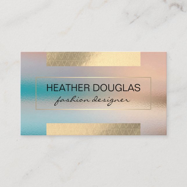 Gold Grey Foil Shine | Glass Background Business Card (Front)