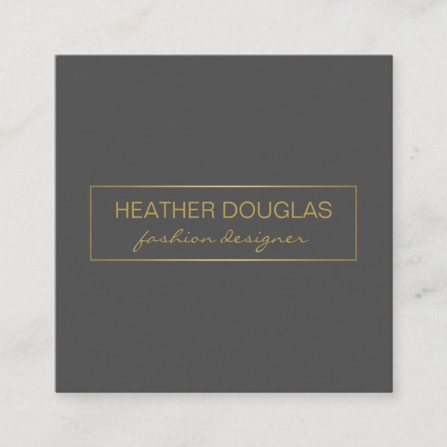 Gold Grey Foil Shine Square Business Card (Front)