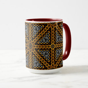 Gold grey gradient relief in kaleidoscope triangle mug