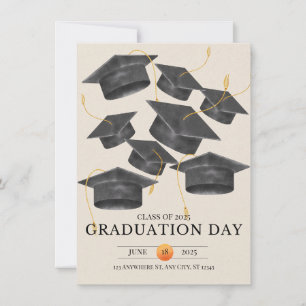 Gold Grey Graduation  Elegant Minimalist poster Invitation