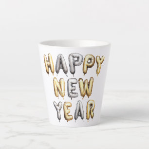 Gold Grey Happy New Year Latte Mug