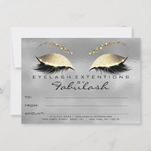 Gold Grey Lashes Extension Makeup Certificate Gift