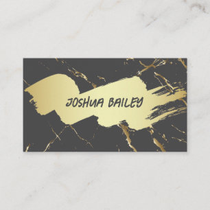 Gold Grey Marble   Gold Brushed Business Card