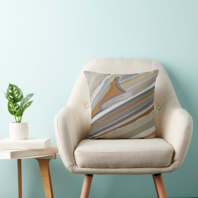 Gold Grey Marble Stone Stripes  Cushion (Chair)