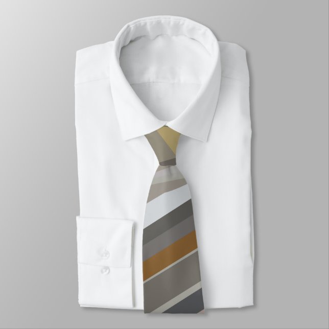 Gold Grey Marble Stone Stripes Pattern Tie (Tied)