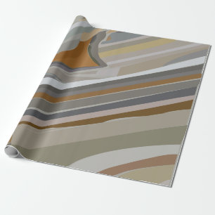 Gold Grey Marble Stone Stripes Wrapping Paper