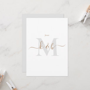Gold & Grey Monogram Swash Script Bride Parents  Invitation