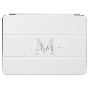Gold & Grey Monogram Swash Script White  iPad Air Cover