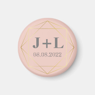 Gold Grey Monogram Wedding Save The Date Favour Magnet