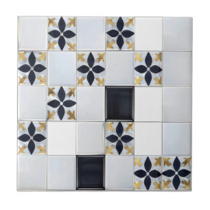 Gold Grey Small Tile Pattern