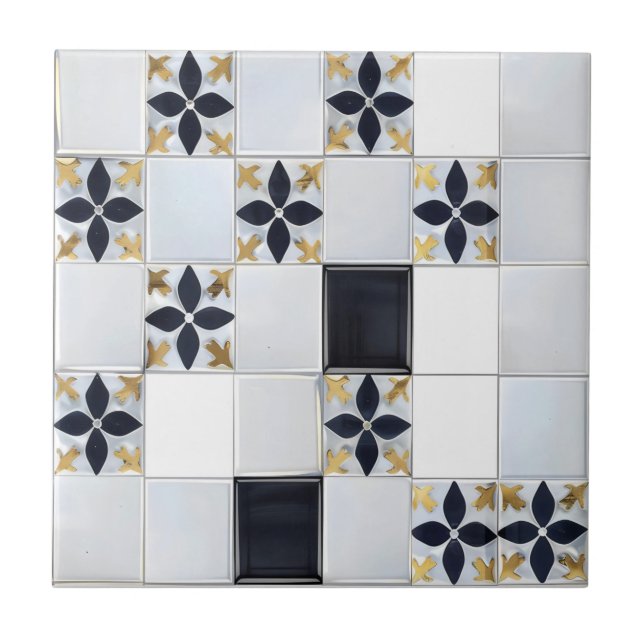 Gold Grey Small Tile Pattern (Front)