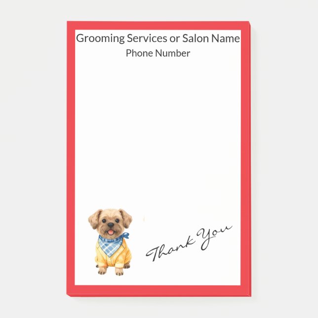 Gold Grooming Dog Personalised Elegant Collection Post-it Notes (Front)