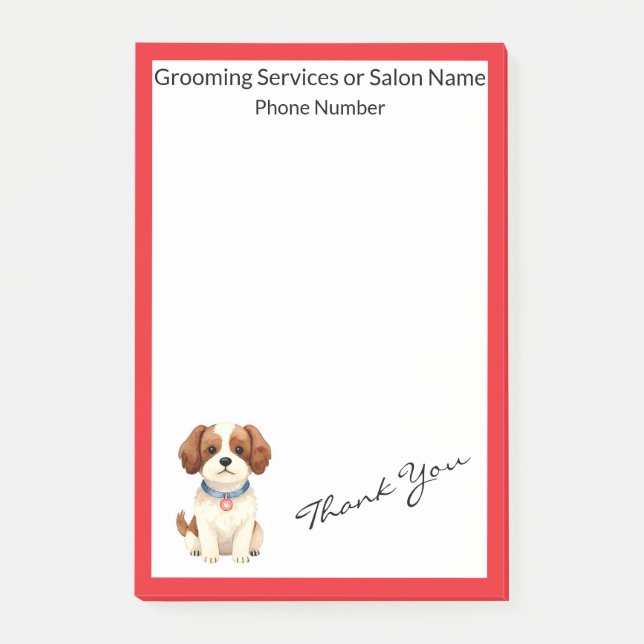 Gold Grooming Pet Personalised Elegant Collection Post-it Notes (Front)