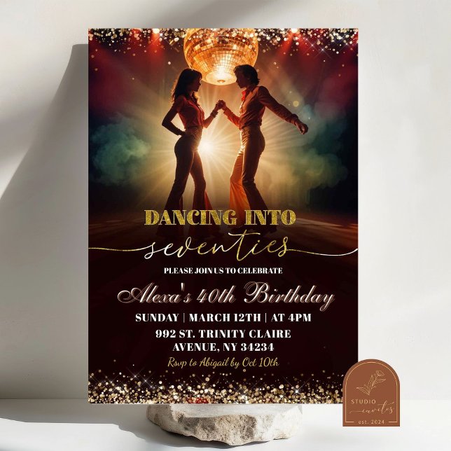 Gold Groovy Disco Dance 70s Birthday Invitation (Creator Uploaded)