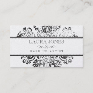 GOLD Grunge Damask Make Up Artist Business Card