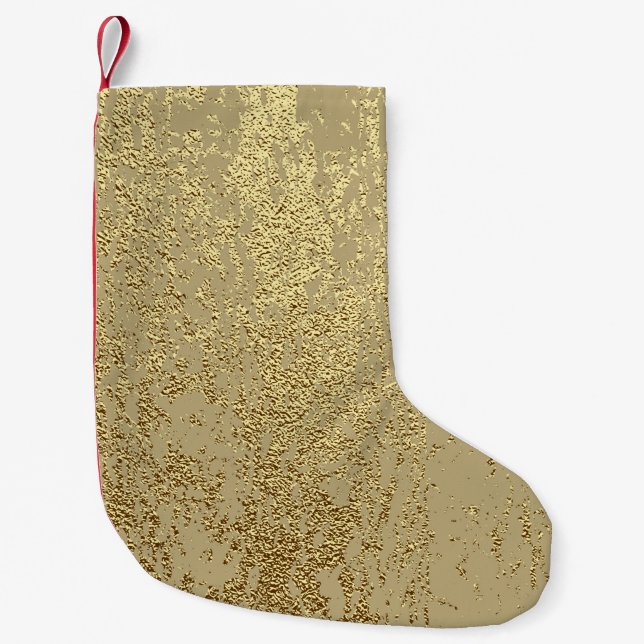 Gold grunge texture to create distressed effect small christmas stocking (Front)