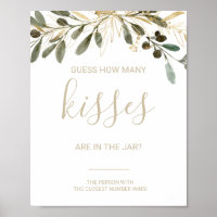 Gold Guess How Many Kisses Bridal Shower Game Pos