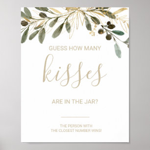 Gold Guess How Many Kisses Bridal Shower Game Pos Poster