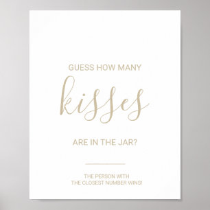 Gold Guess How Many Kisses Bridal Shower Game  Poster